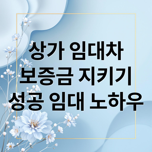 상가 임대차
보증금 지키기
성공 임대 노하우 (상가임대차 보증금 대출)