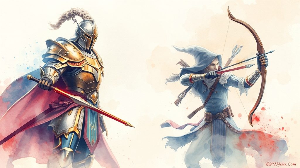 직업별 특징 및 성능 비교 (watercolor 스타일)