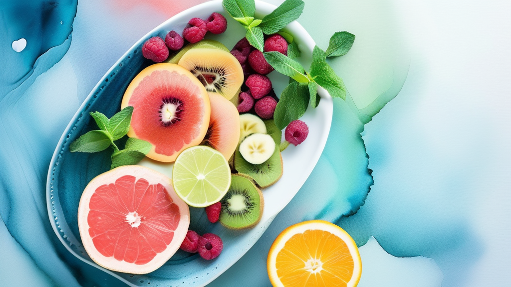 항산화 음식, 건강한 미래를 위한 투자 (watercolor 스타일)