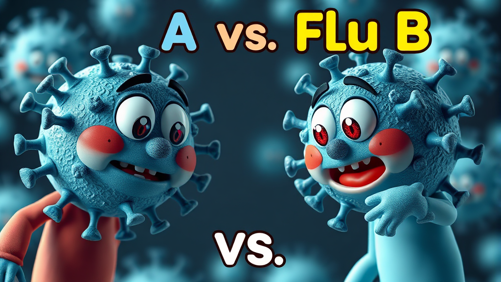 A형 vs B형 독감 차이 (realistic 스타일)