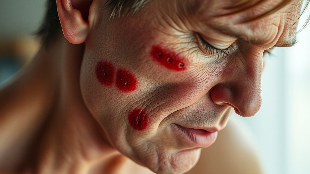 대상포진 초기 증상과 진행 단계 (realistic 스타일)