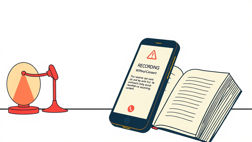통화 녹음 시 알아두어야 할 법적 고려 사항 (illustration 스타일)