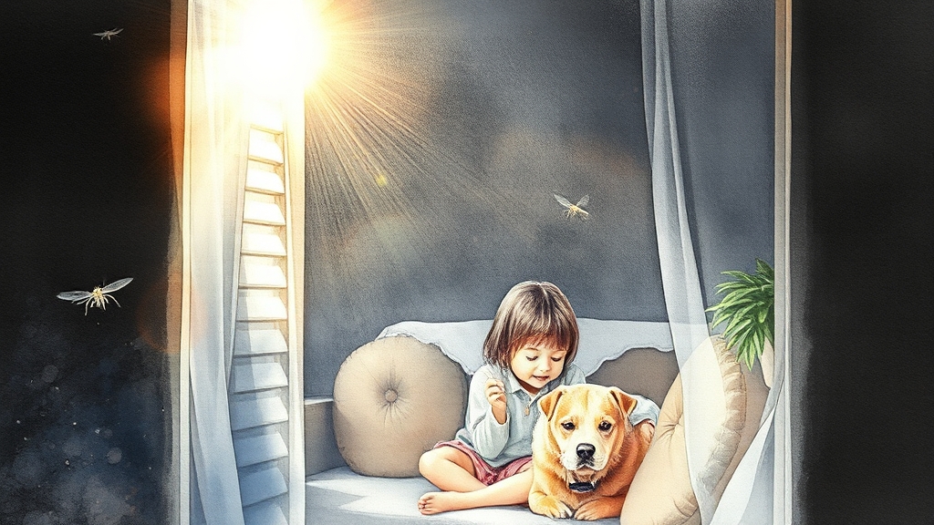 미세촘촘방충망 효과와 필요성 (watercolor 스타일)