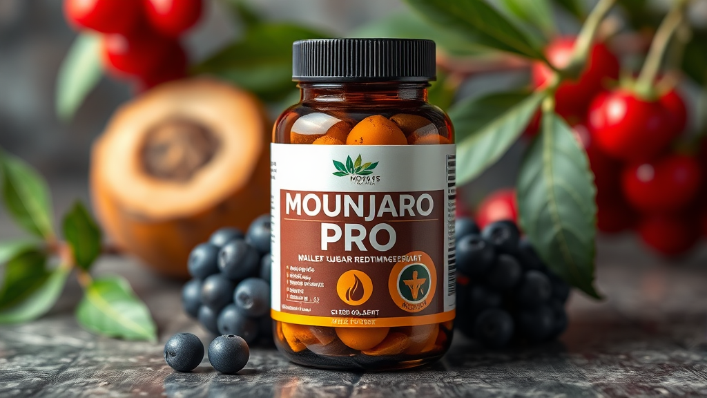 마운자 프로: 주요 성분 & 특징 (realistic 스타일)