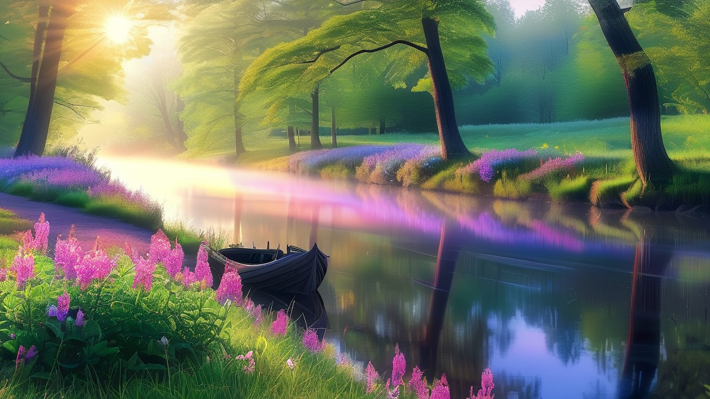 두물머리: 그림 같은 강변 풍경 (realistic 스타일)