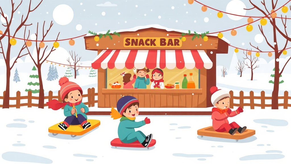 부대시설 및 편의시설 (cartoon 스타일)