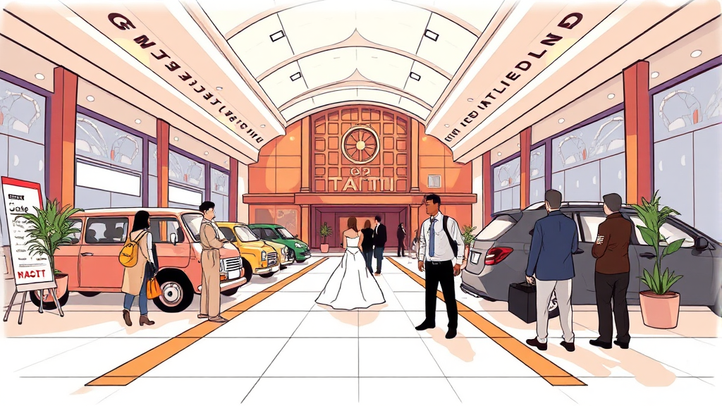 꿈꾸던 웨딩홀 찾기: 박람회에서 확인해야 할 모든 것 (illustration 스타일)