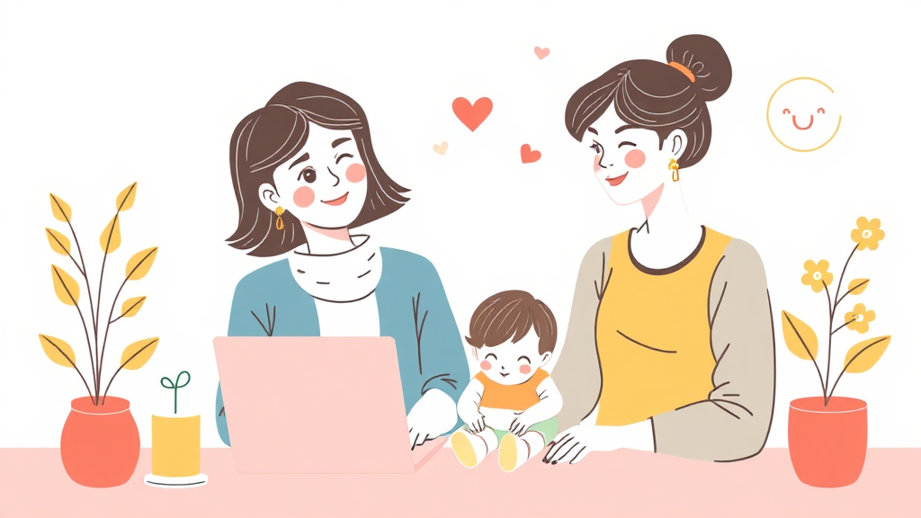 인재채움뱅크와 함께하는 일·육아 동행 (illustration 스타일)