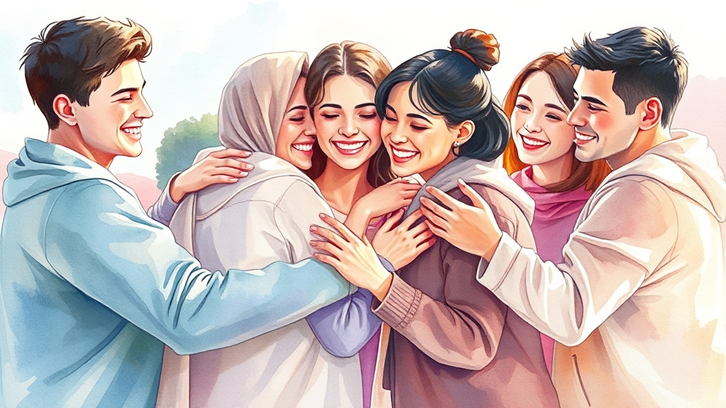 MBTI 활용: 관계 개선 (watercolor 스타일)