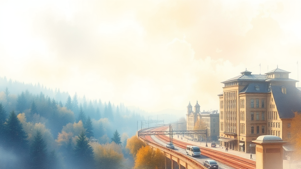 실버타운 입지 및 주변 환경 (watercolor 스타일)