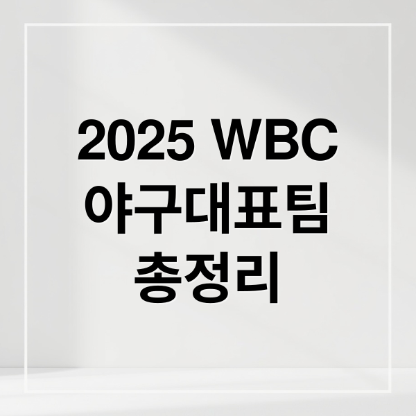 2025 WBC
야구대표팀
총정리 (WBC 야구 일정)