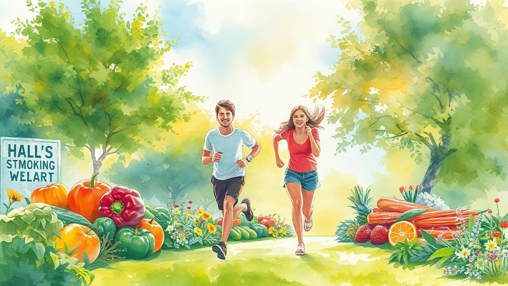 심장병 예방을 위한 생활 습관 (watercolor 스타일)