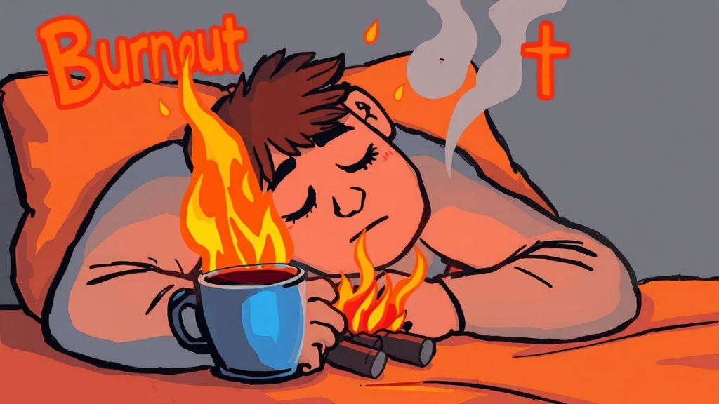 번아웃 증상, 몸과 마음의 적신호 (cartoon 스타일)