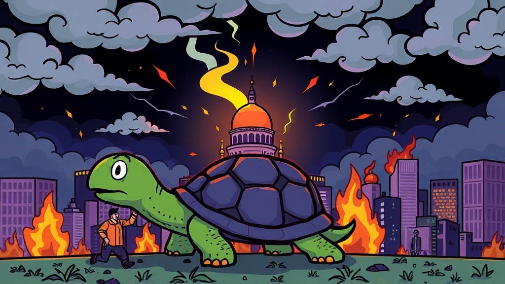 복구 지연 원인 분석 (cartoon 스타일)