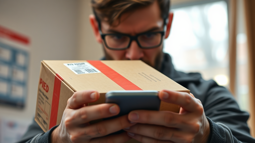 택배 사칭 스미싱 및 사기 주의 (realistic 스타일)