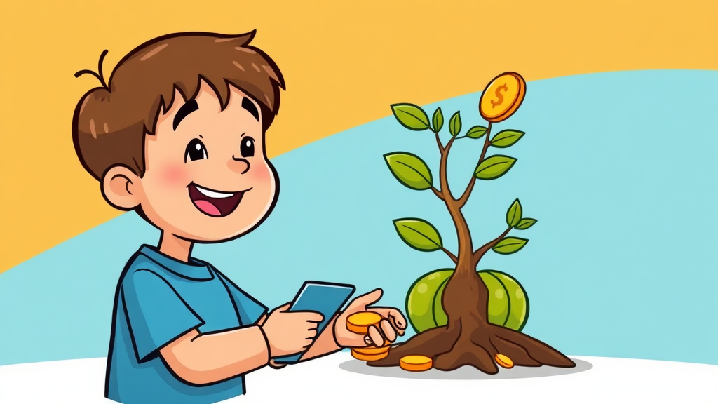 용돈 관리 및 경제 교육 (cartoon 스타일)