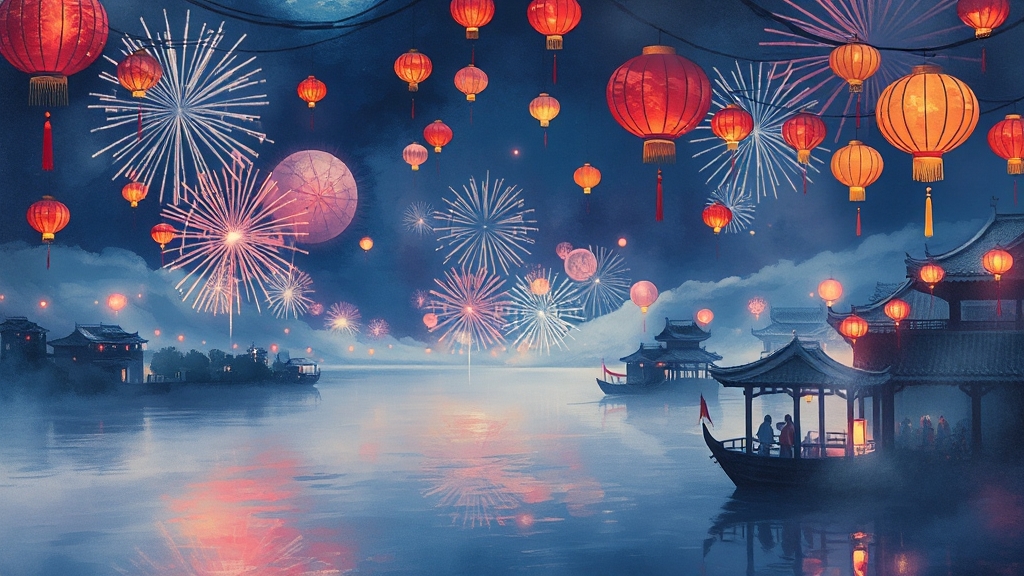 유등 전시 및 프로그램 안내 (watercolor 스타일)