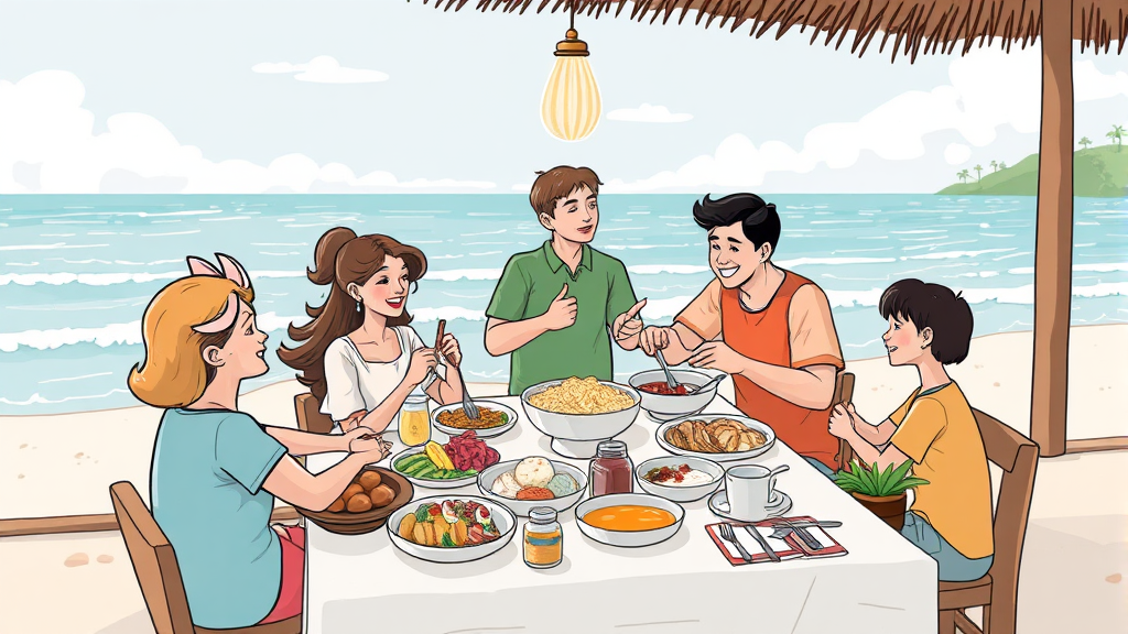 다이닝 (조식 뷔페) 및 부대시설 (illustration 스타일)