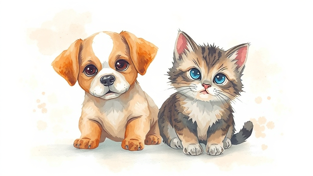 댕냥이 잃어버렸을 땐? 온라인 신고! (watercolor 스타일)
