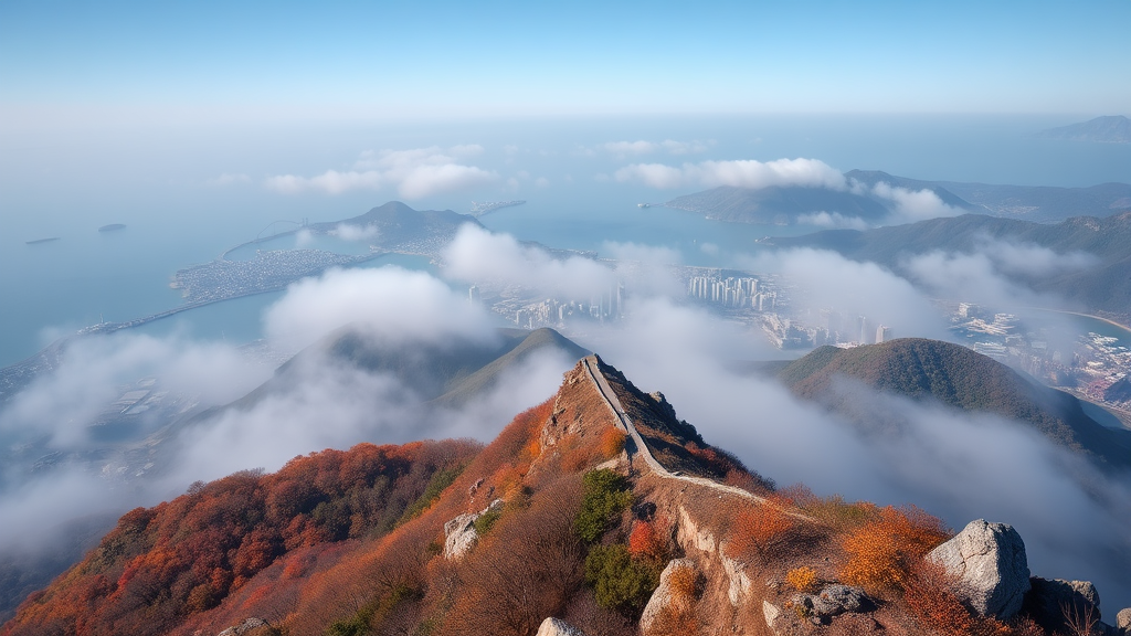 유달산 정상 풍경 만끽 (realistic 스타일)