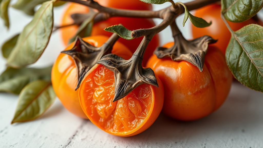 곶감 섭취 시 주의사항 및 부작용 (realistic 스타일)