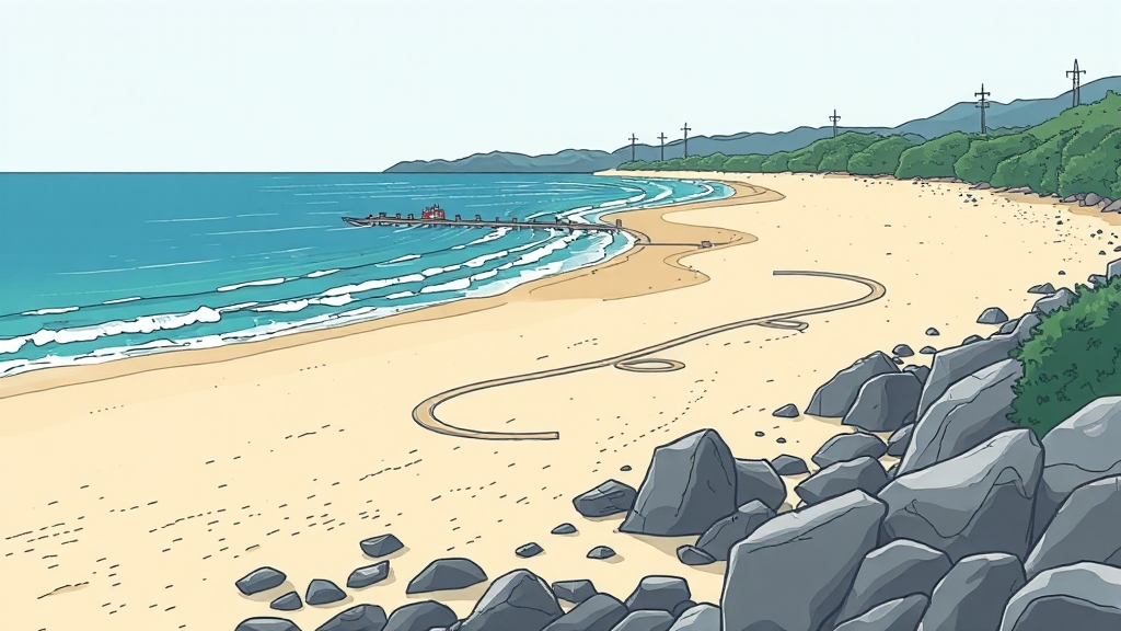 주요 해변 소개: 경포대, 옥계, 송정, 사근진 (illustration 스타일)