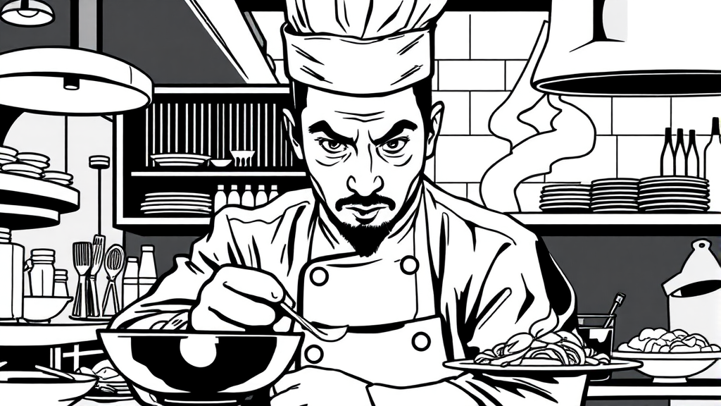 ‘흑백요리사2’ 속 박가람 셰프 (illustration 스타일)
