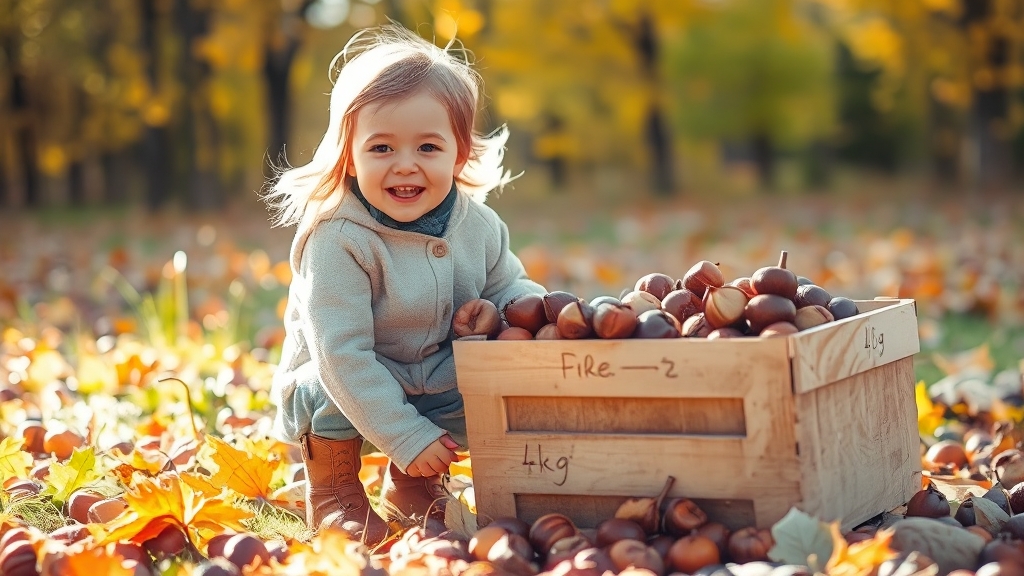 알밤 줍기 체험 (watercolor 스타일)