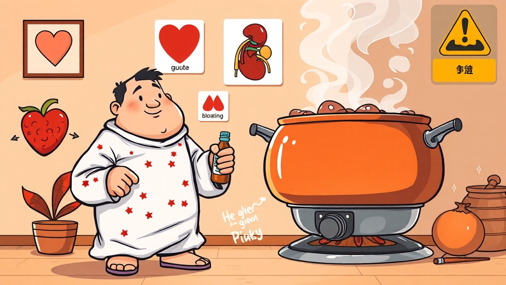 청국장 섭취 시 주의사항 (cartoon 스타일)