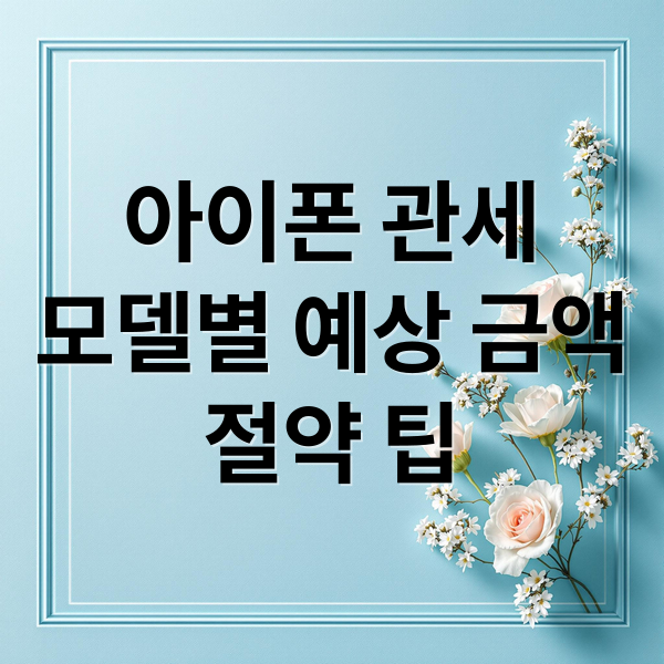 아이폰 관세
모델별 예상 금액
절약 팁 (아이폰 관세)