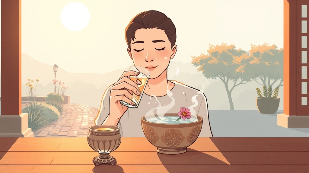 숙취 해소 생활 습관 & 혈자리 (illustration 스타일)