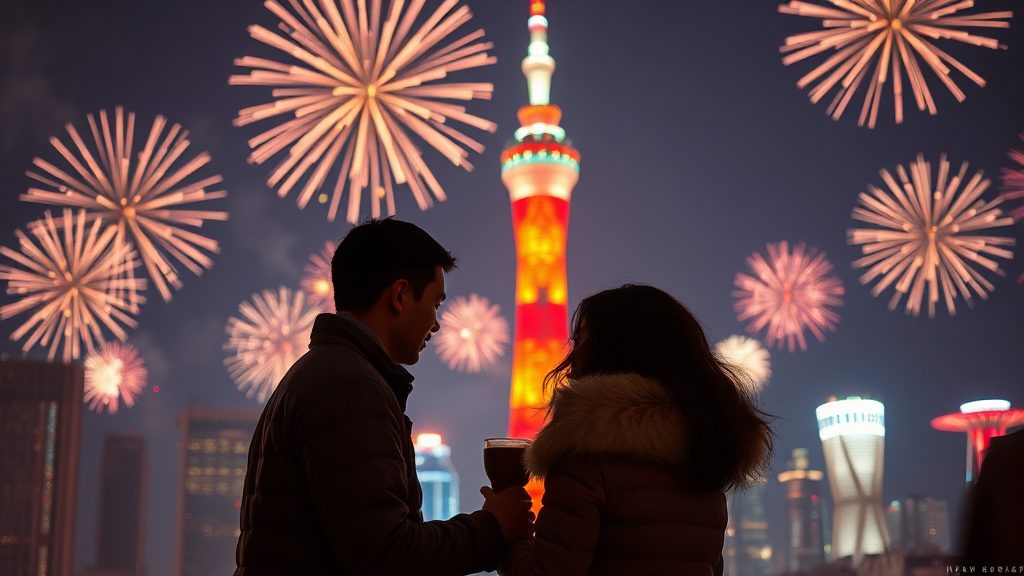 불꽃놀이 데이트 코스 추천 (realistic 스타일)