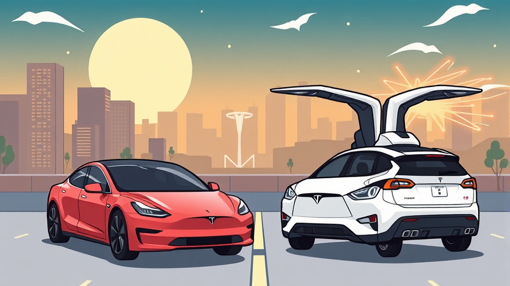 모델 S vs X: 주요 특징 비교 (cartoon 스타일)