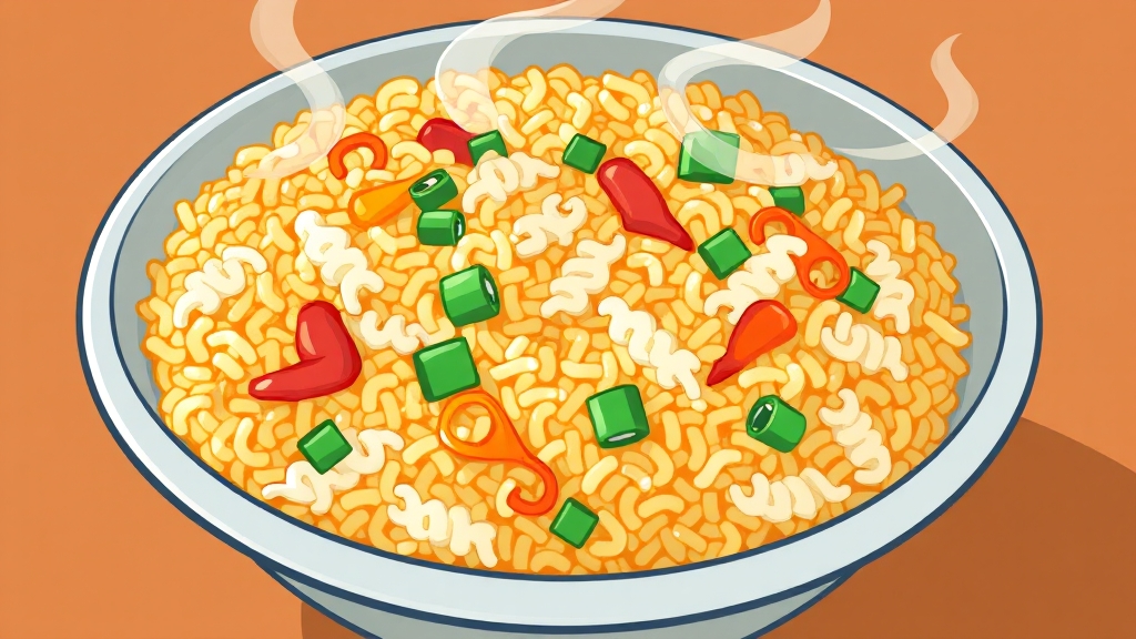 밥과 재료 볶기 (cartoon 스타일)