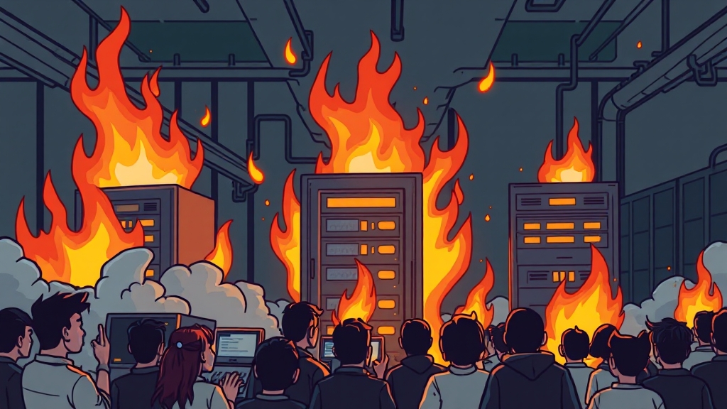 정부 시스템 마비, 국민 불편 가중 (cartoon 스타일)