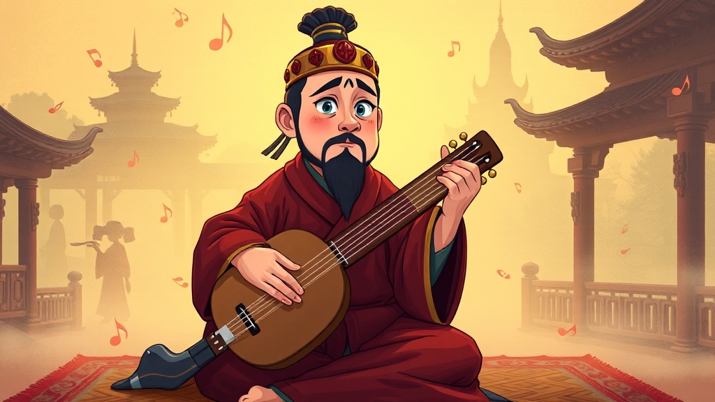 탄금과 관련된 주요 인물 및 전설 (cartoon 스타일)