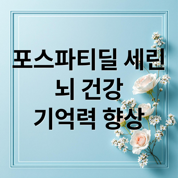 포스파티딜 세린
뇌 건강
기억력 향상 (포스파티딜 세린 효과)
