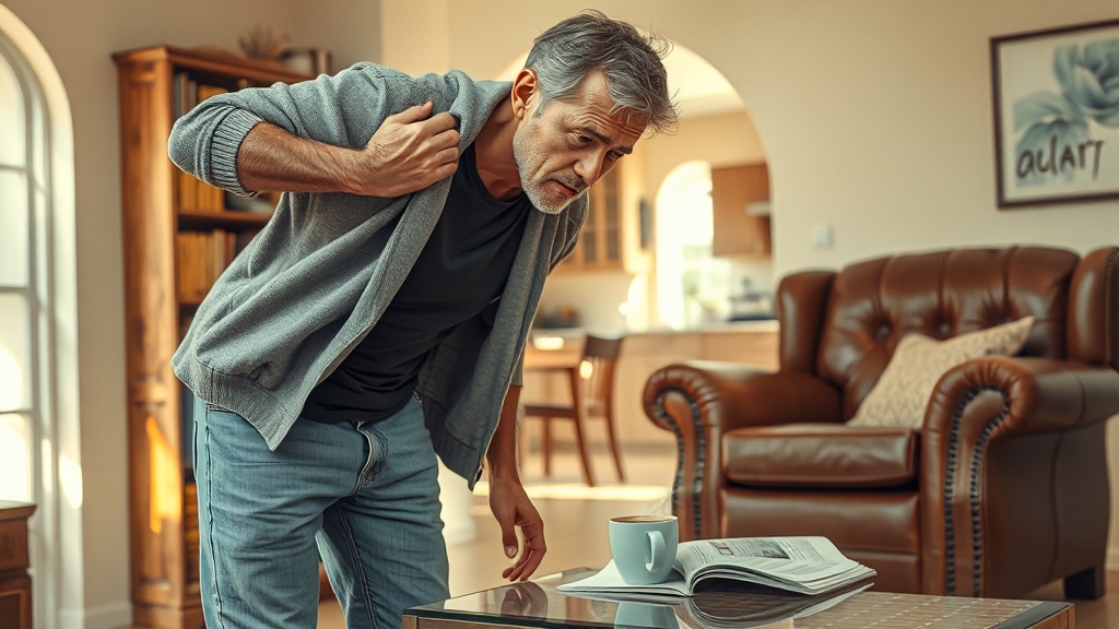 등 통증 원인: 자세, 근육, 디스크 (realistic 스타일)