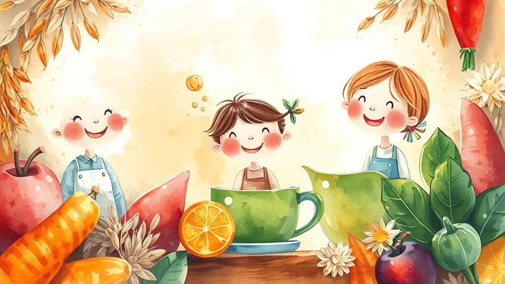 감정 조절에 좋은 음식 성분 (watercolor 스타일)