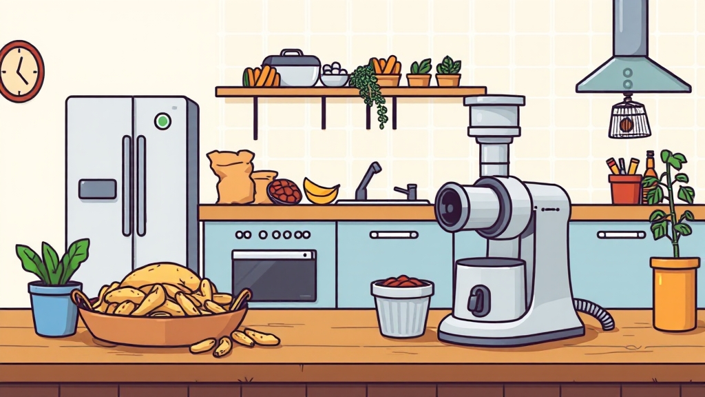 다양한 음식물처리기 종류별 비교 (cartoon 스타일)