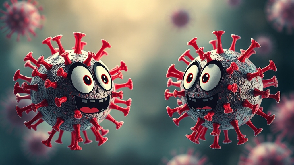 독감 바이러스 종류와 특징 (realistic 스타일)