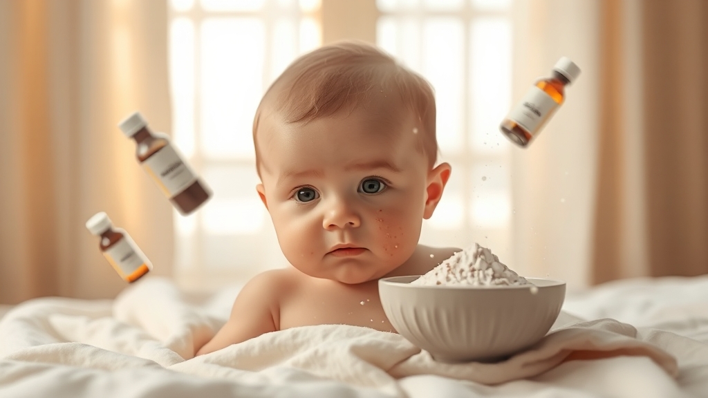 땀띠에 좋은 성분 & 제품 선택 꿀팁 (realistic 스타일)