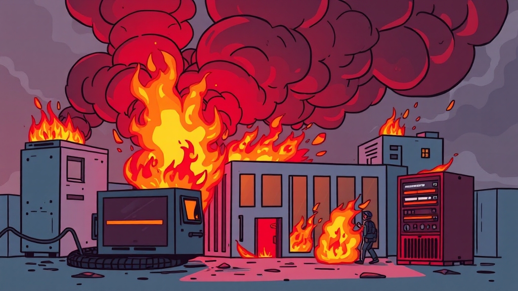 국가정보자원관리원 화재 발생 (cartoon 스타일)