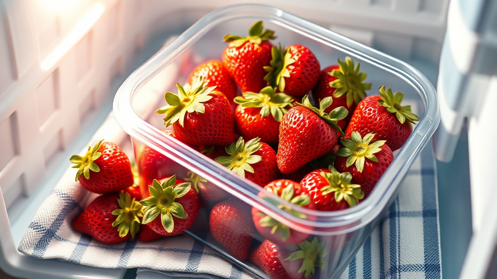 딸기 보관법: 신선도 유지 (realistic 스타일)