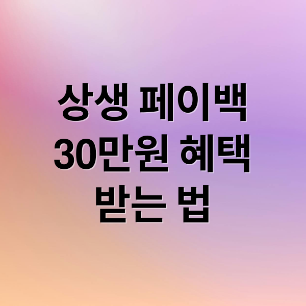 상생 페이백
30만원 혜택
받는 법 (상생 페이백 30만원 신청 방법)