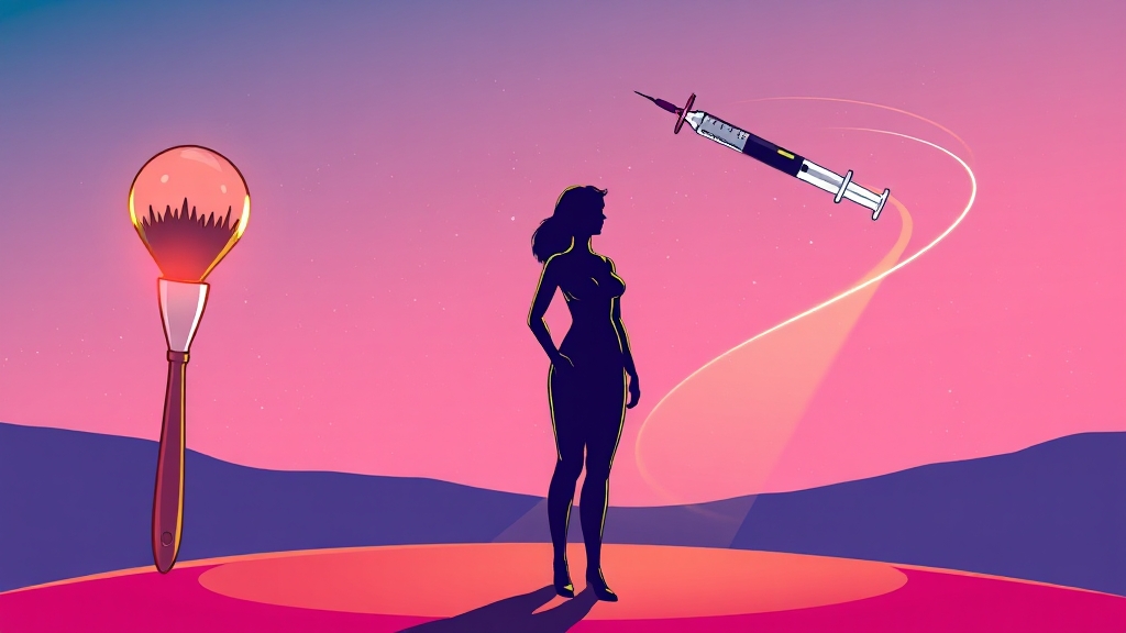 부유방 치료: 수술 vs 비수술 (cartoon 스타일)