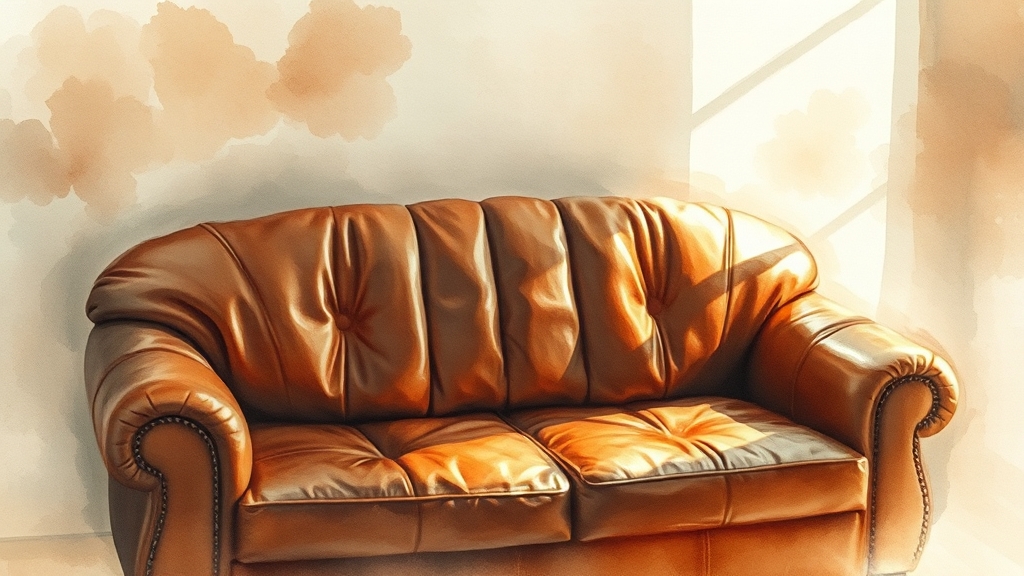 전문가의 가죽 소파 수명 연장 비법 (watercolor 스타일)