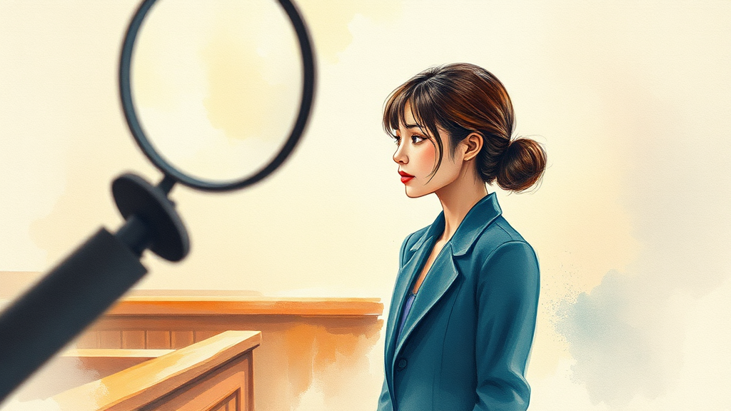 법적 대응: 진실 공방 예고 (watercolor 스타일)