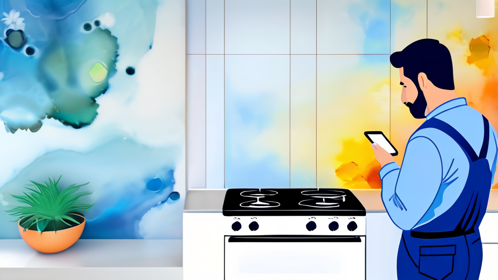 린나이 가스레인지 AS 접수부터 현장 점검까지 (watercolor 스타일)