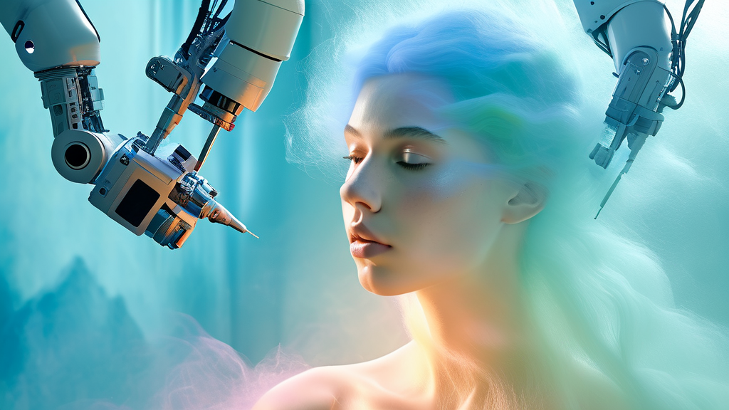 미래를 엿보다: 의료 혁신과 기술의 진화 (watercolor 스타일)